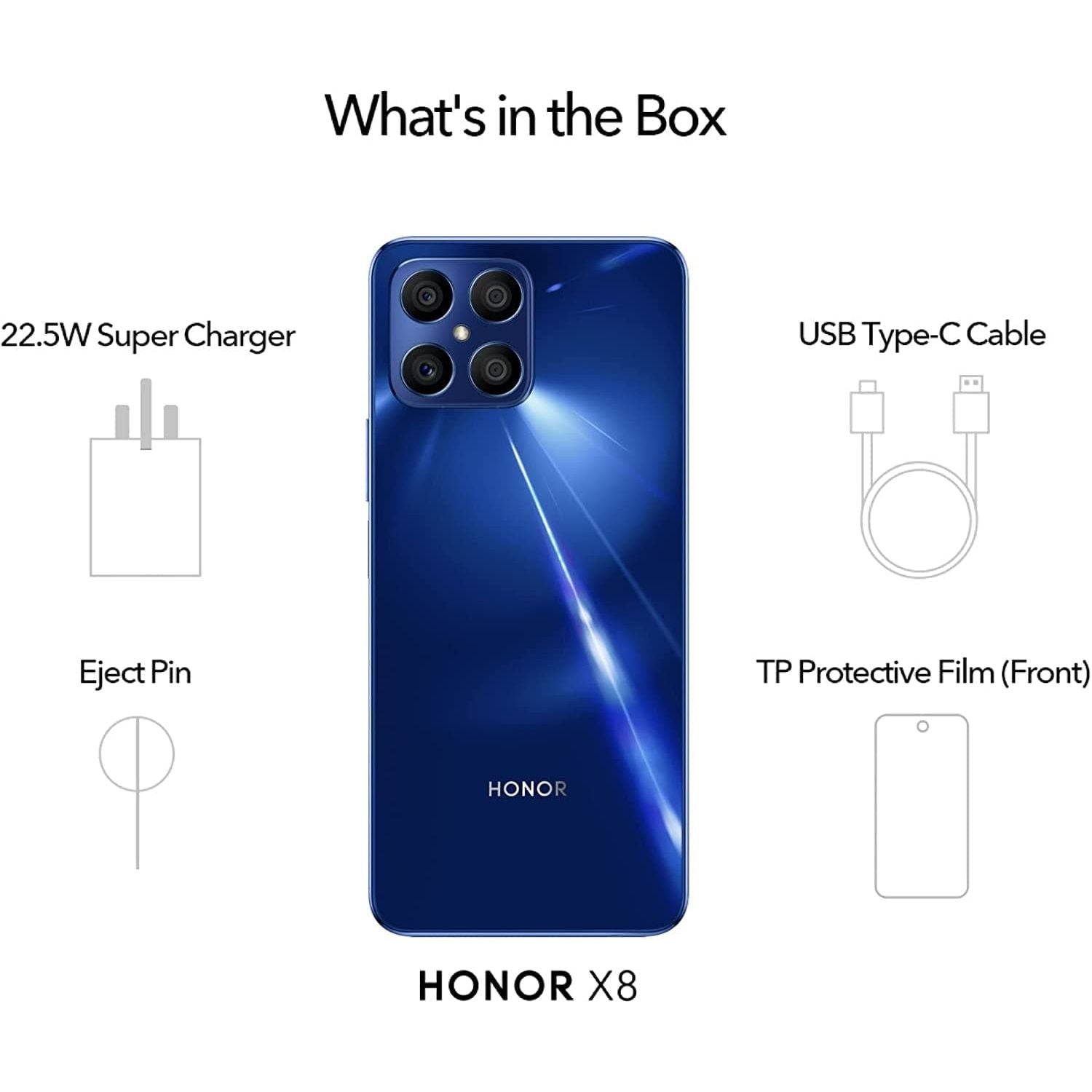 Honor,Honor X8 4G 128GB Storage, 6GB RAM, Dual Sim - Ocean Blue - Unlocked - Gadcet.com