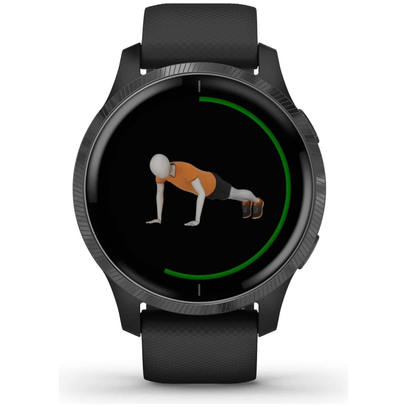 Garmin,Garmin Venu Slate Stainless Steel Bezel with Black Case and Silicone Band - Gadcet.com