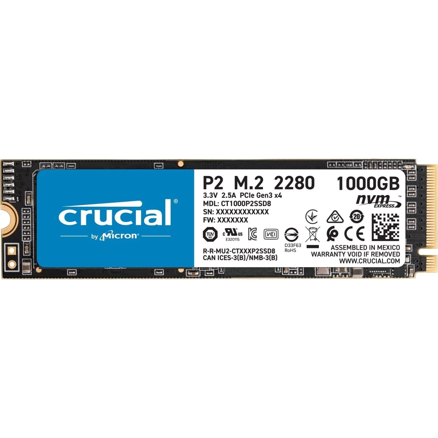 Buy Crucial,Crucial P2 CT1000P2SSD8 1 TB Internal SSD, Up to 2400 MB/s (3D NAND, NVMe, PCIe, M.2), Black - Gadcet.com | UK | London | Scotland | Wales| Ireland | Near Me | Cheap | Pay In 3 | Hard Drives