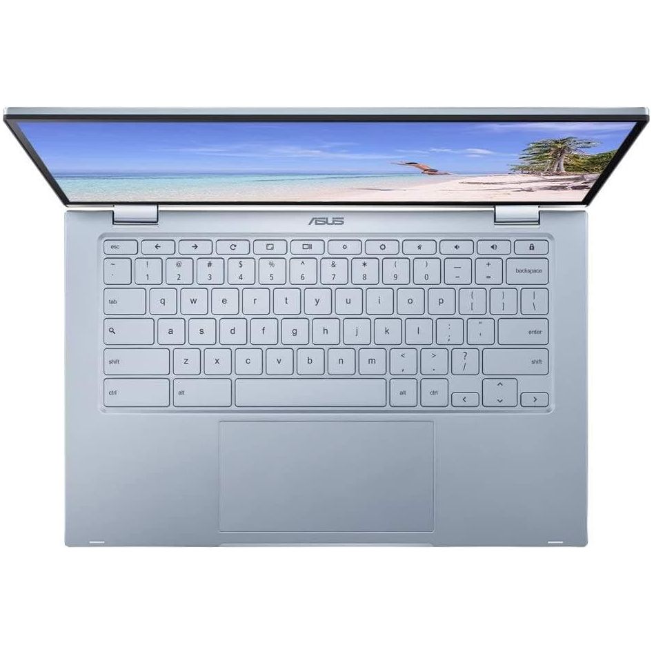 Buy ASUS,ASUS C433, 14 Inch Touchscreen ChromeBook Flip, Intel M3 Processor, 64 GB eMMC, 4 GB RAM, Chrome OS, Silver/Blue - Gadcet.com | UK | London | Scotland | Wales| Ireland | Near Me | Cheap | Pay In 3 | Laptops