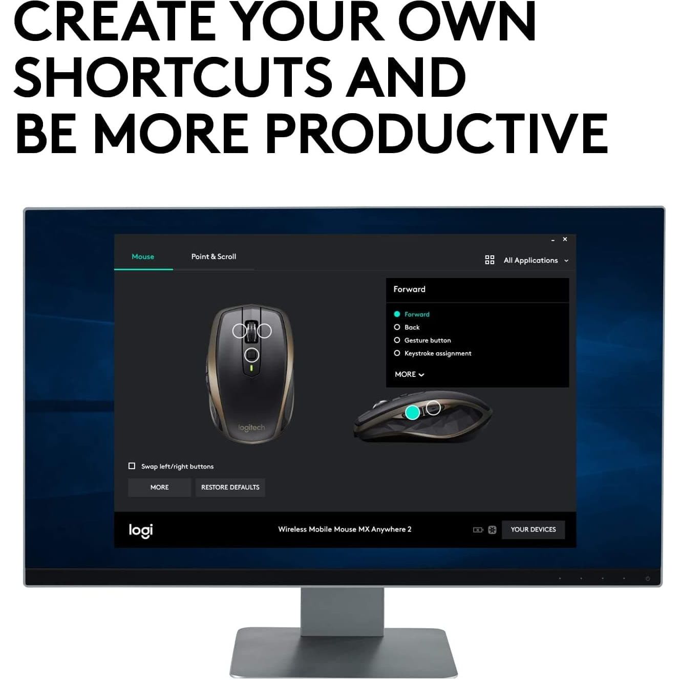 Logitech,Logitech MX Anywhere 2 Wireless Mouse, Amazon Exclusive, Bluetooth and 2.4GHz Connection via Unifying USB Receiver - Gadcet.com