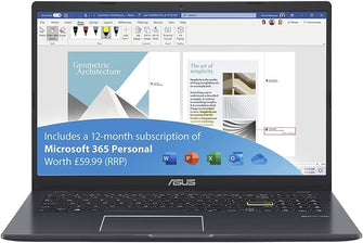 ASUS Vivobook 15 E510MA 15.6" Full HD Laptop (Intel Pentium N5030, 4GB RAM, 128GB eMMC, Windows 11) Includes Microsoft Office 365