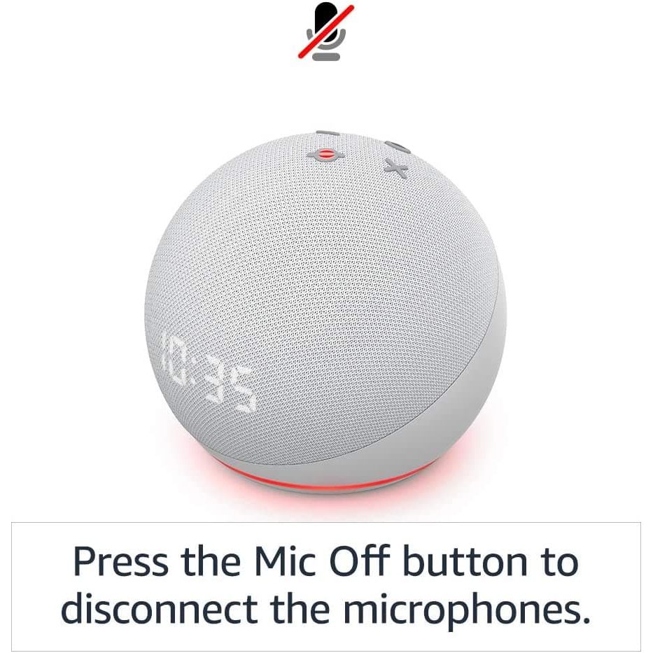 Amazon,Echo Dot (4th generation) | Smart speaker with clock and Alexa | Glacier White - Gadcet.com