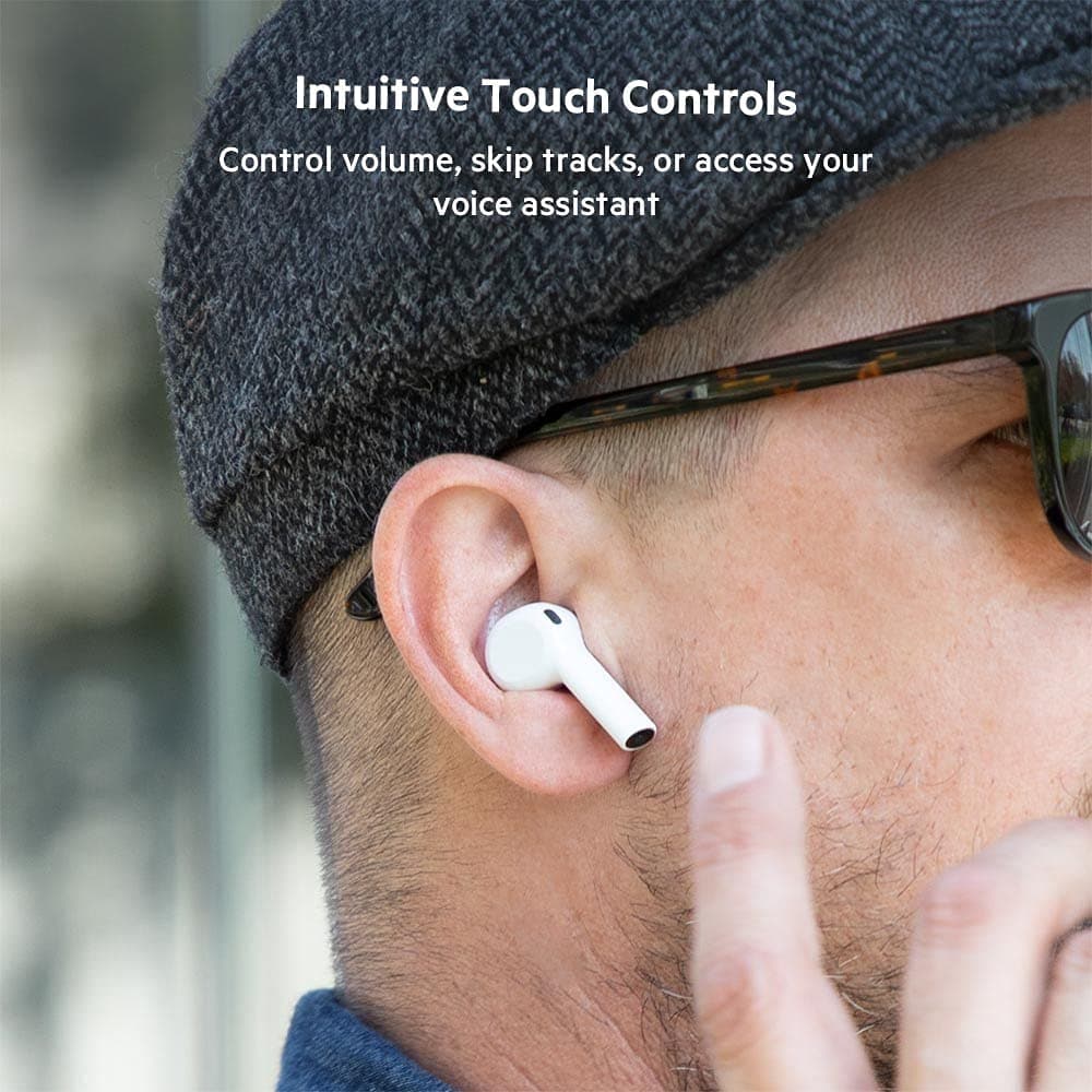Belkin,Belkin Wireless Bluetooth Earphones, SOUNDFORM Freedom True Wireless Earbuds with Wireless Charging Case IPX5 Certified Sweat and Water Resistant with Deep Bass for iPhones and Androids - White - Gadcet.com