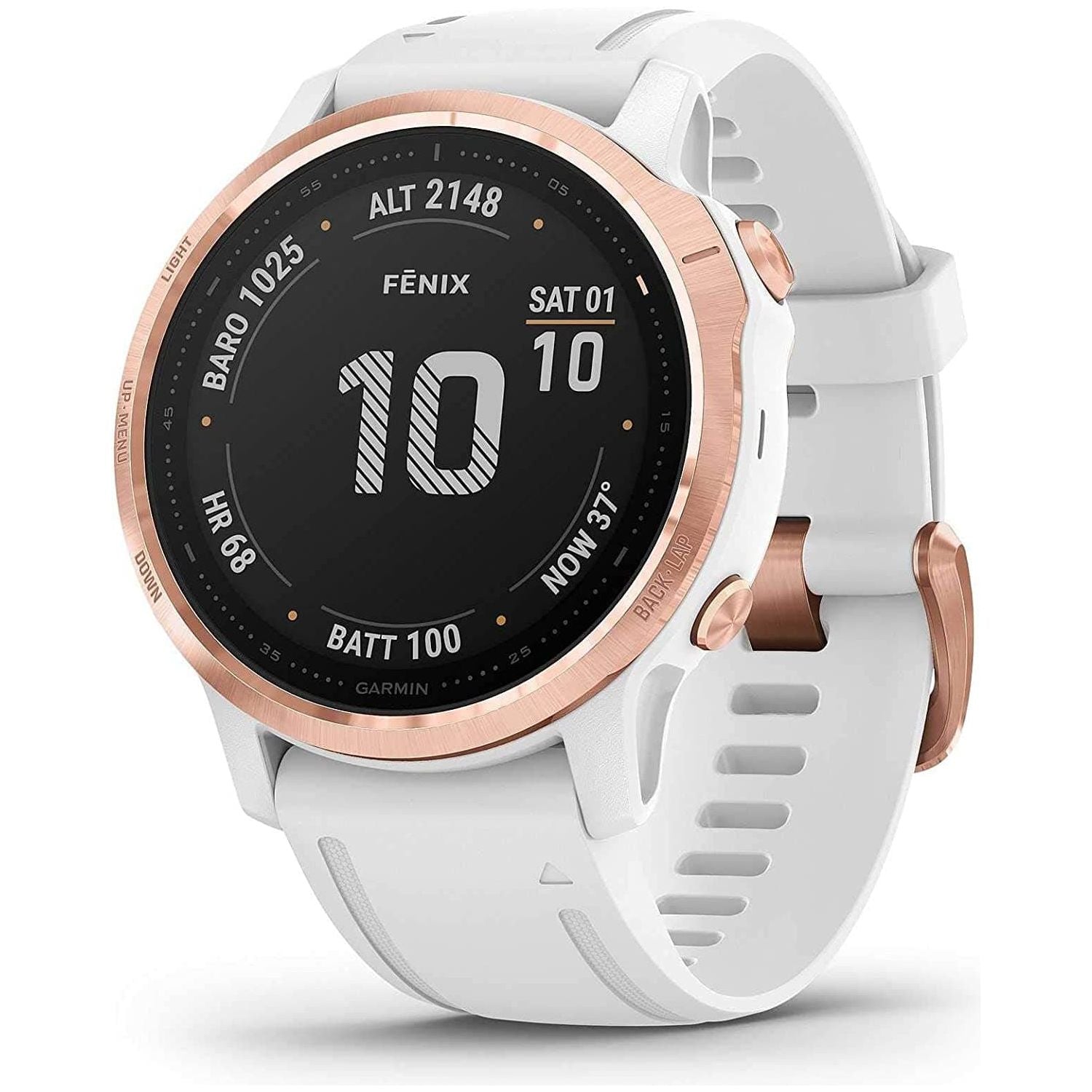 Garmin fenix 6S Pro, Ultimate Multisport GPS Watch, Smaller-Sized, Features Mapping, Music, Grade-Adjusted Pace Monitoring and Pulse Ox Sensors, Rose Gold with White Band - Gadcet.com