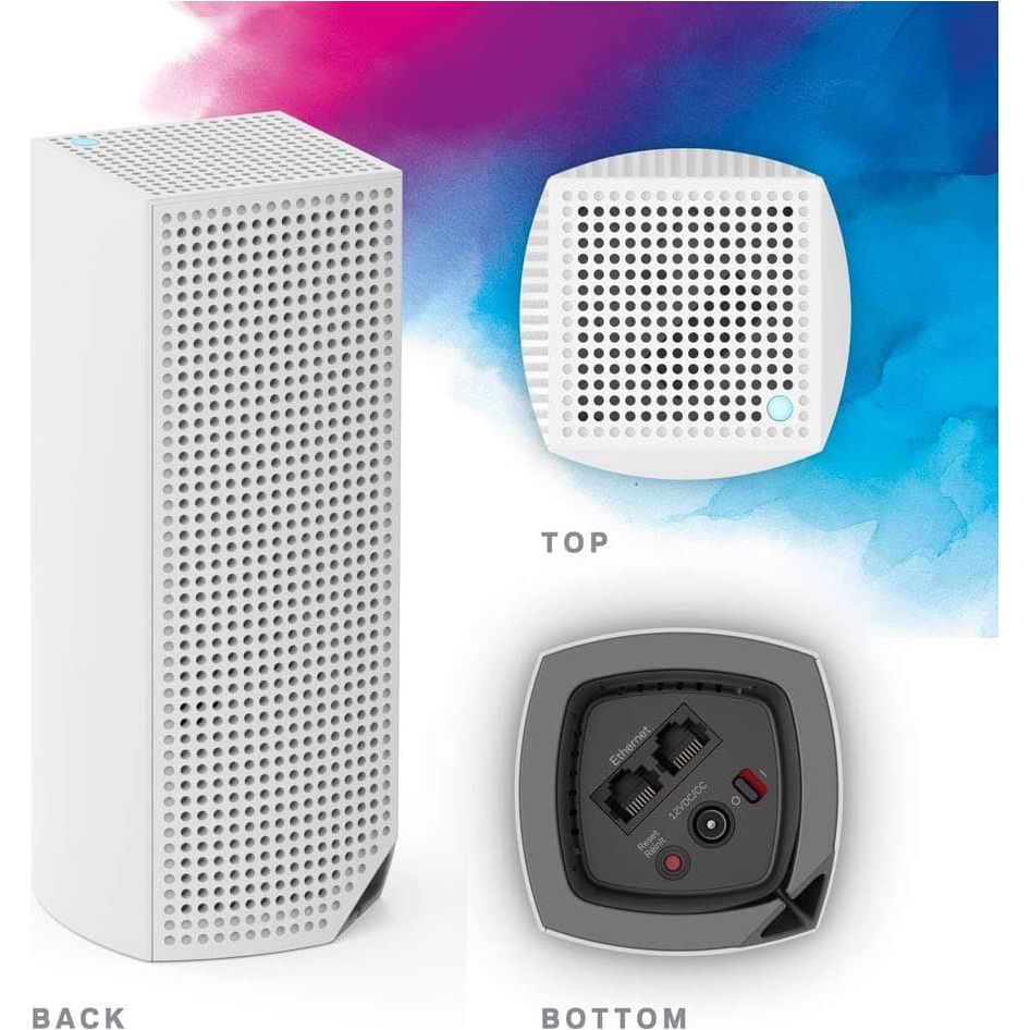 Linksys Velop WHW0301 Tri-Band Whole Home Mesh WiFi 5 System (AC2200) WiFi Router, Extender & Booster up to 2000 sq ft Coverage for 20+ Devices with 2 Gigabit Ethernet Ports, MU-MIMO - 1 Pack, White - Gadcet.com
