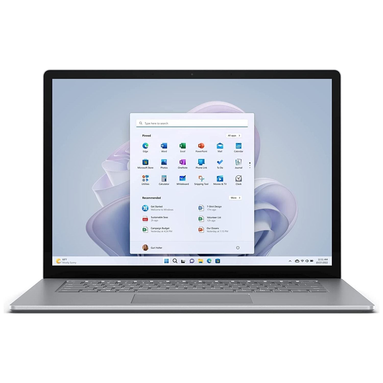 Microsoft,Microsoft Surface Laptop 5 15" Intel® Core i7 -1255U, 8GB RAM, 256 GB SSD Intel Iris Xe Integrated graphics Touch Screen - Platinum - Gadcet.com
