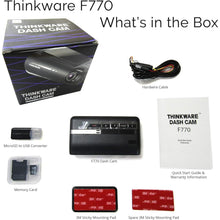 Thinkware F770 Dash Cam Full HD 1080p Front Car Camera Dashcam - Super Night Vision, Includes 16GB SD Card & Hardwire lead for Battery Safe Parking Mode Install - Android/iOS App - 7
