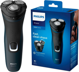 Philips Series 1000 Dry Men's Electric Shaver with PowerCut Blades, Blue Malibu - 1