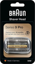 Braun Series 9 Pro electric shaver head, replacement shaving part compatible with Series 9 Pro men's razor, 94M, silver - 1