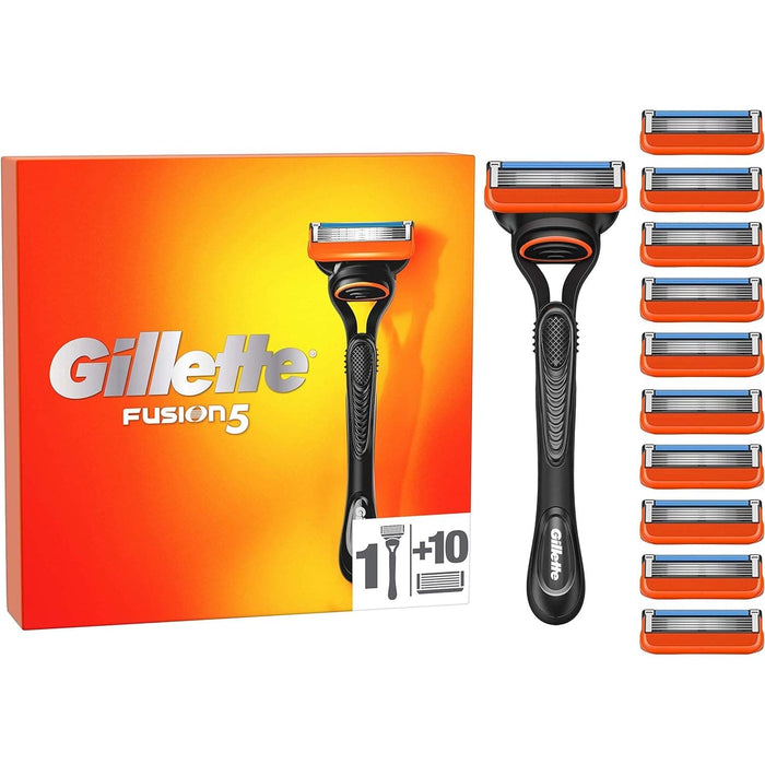 Gillette Fusion5 Men's Razor + 11 Razor Blade Refills with Precision Trimmer, 5 Anti-Friction Razor Blades - 1