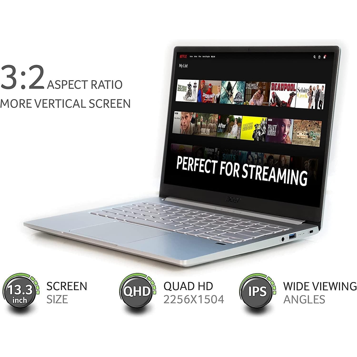Buy Test,Acer Swift 3 - 13.5" Laptop - Intel Core i5-1135G7, 8GB, 512GB SSD, QHD 3:2 Display, Windows 10, Silver - Gadcet.com | UK | London | Scotland | Wales| Ireland | Near Me | Cheap | Pay In 3 | Laptops
