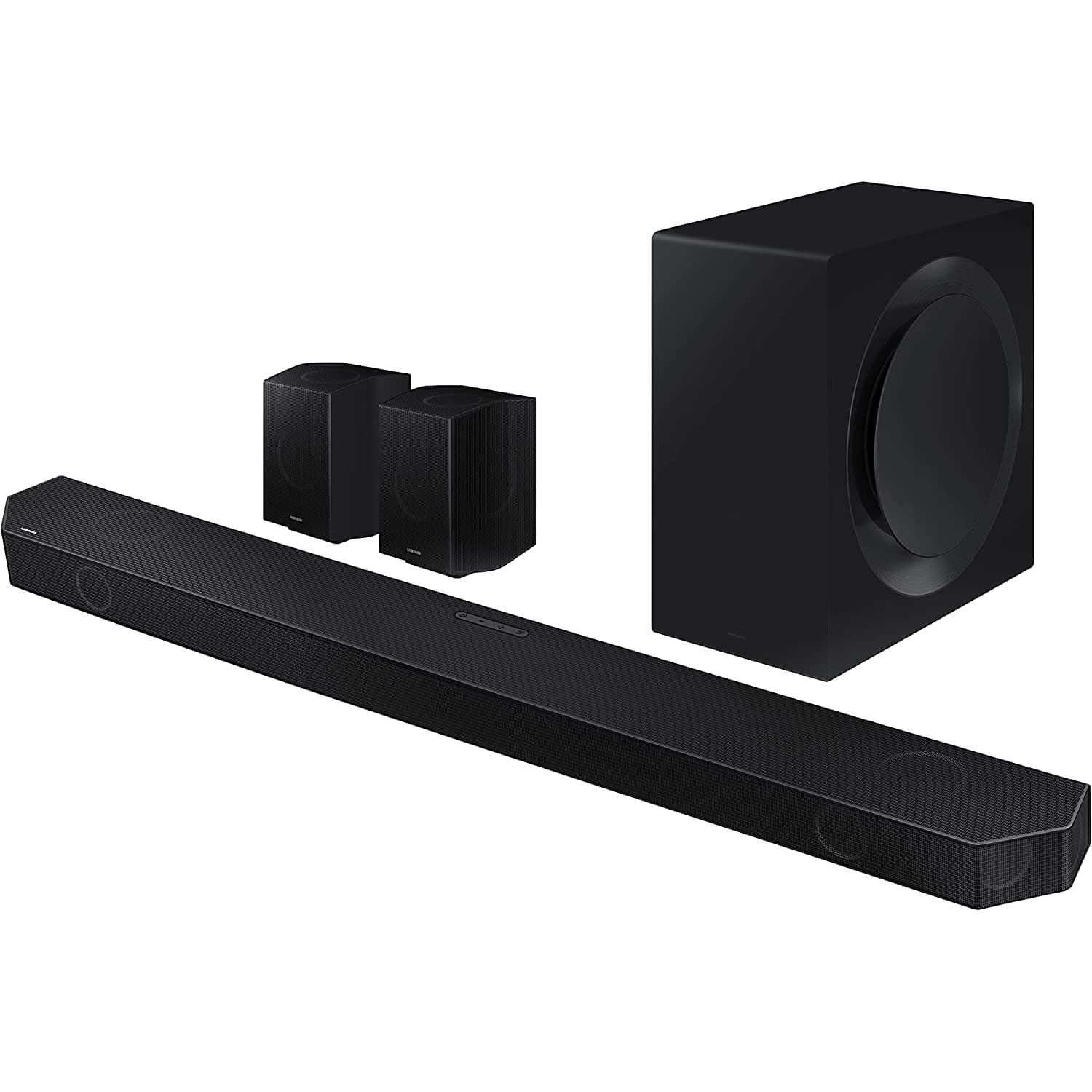 Samsung,Samsung Q990B Soundbar Speaker (2022) - 11.1.4ch 3D Object Tracking Surround Sound System With Wireless Dolby Atmos DTS:X & Alexa Built-In, Rear Speakers & Subwoofer With Night & Voice Enhancement - Gadcet.com