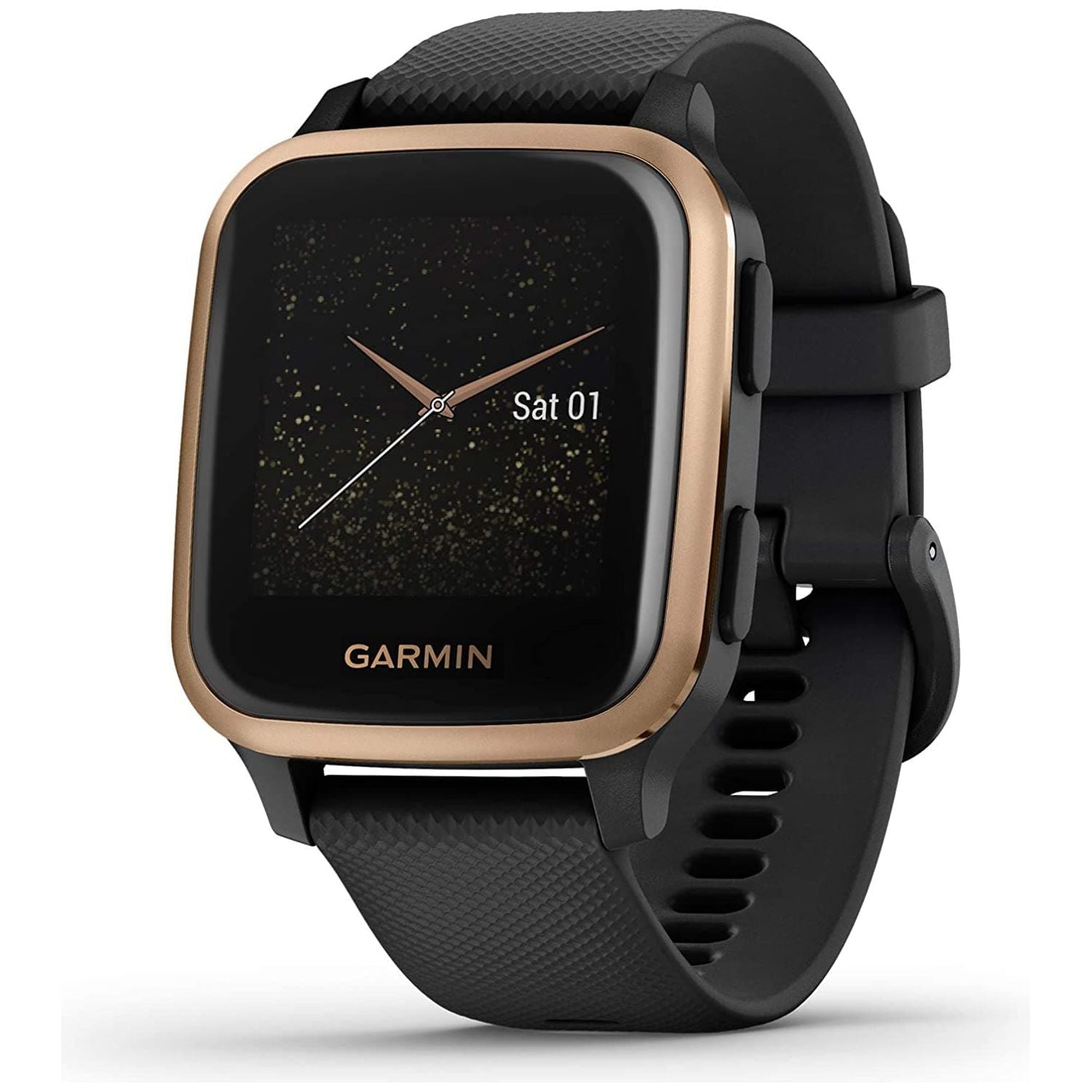 Buy Garmin,Garmin Venu Sq Music Amazon Exclusive GPS Smartwatch with All-day Health Monitoring and Fitness Features, Built-in Sports Apps and More, Black with Rose Gold Bezel - Gadcet.com | UK | London | Scotland | Wales| Ireland | Near Me | Cheap | Pay In 3 | Watches