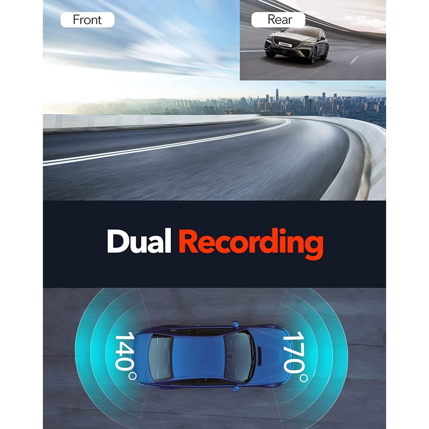 Redtiger,REDTIGER F7N Dash Cam 4K with WiFi GPS Front 4K/2.5K and Rear 1080P Dual Dash Camera for Cars,3.18" Display Dashcam,170° Wide Angle Dashboard Camera Recorder,Parking Monitor,Support 256GB Max - Gadcet.com