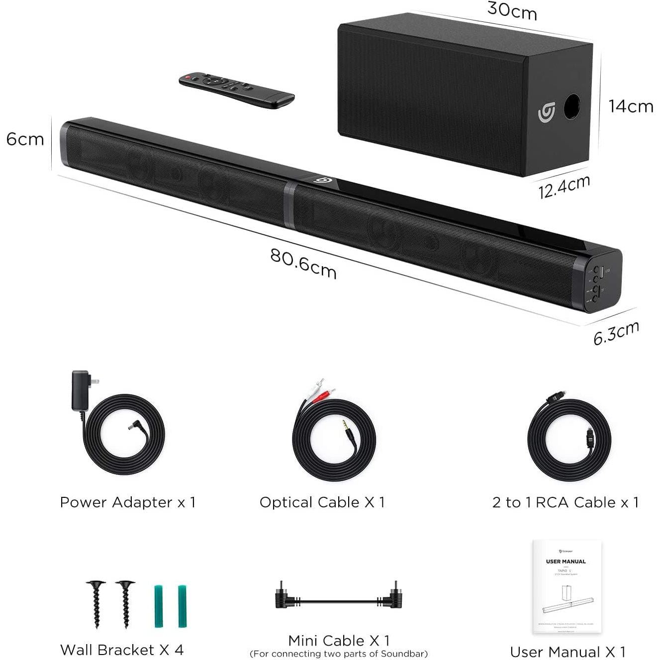 ULTIMEA,ULTIMEA Tapio V Soundbar, 5 Bass Surround Sound Soundbar, 2.1 CH Home Audio Su - Gadcet.com