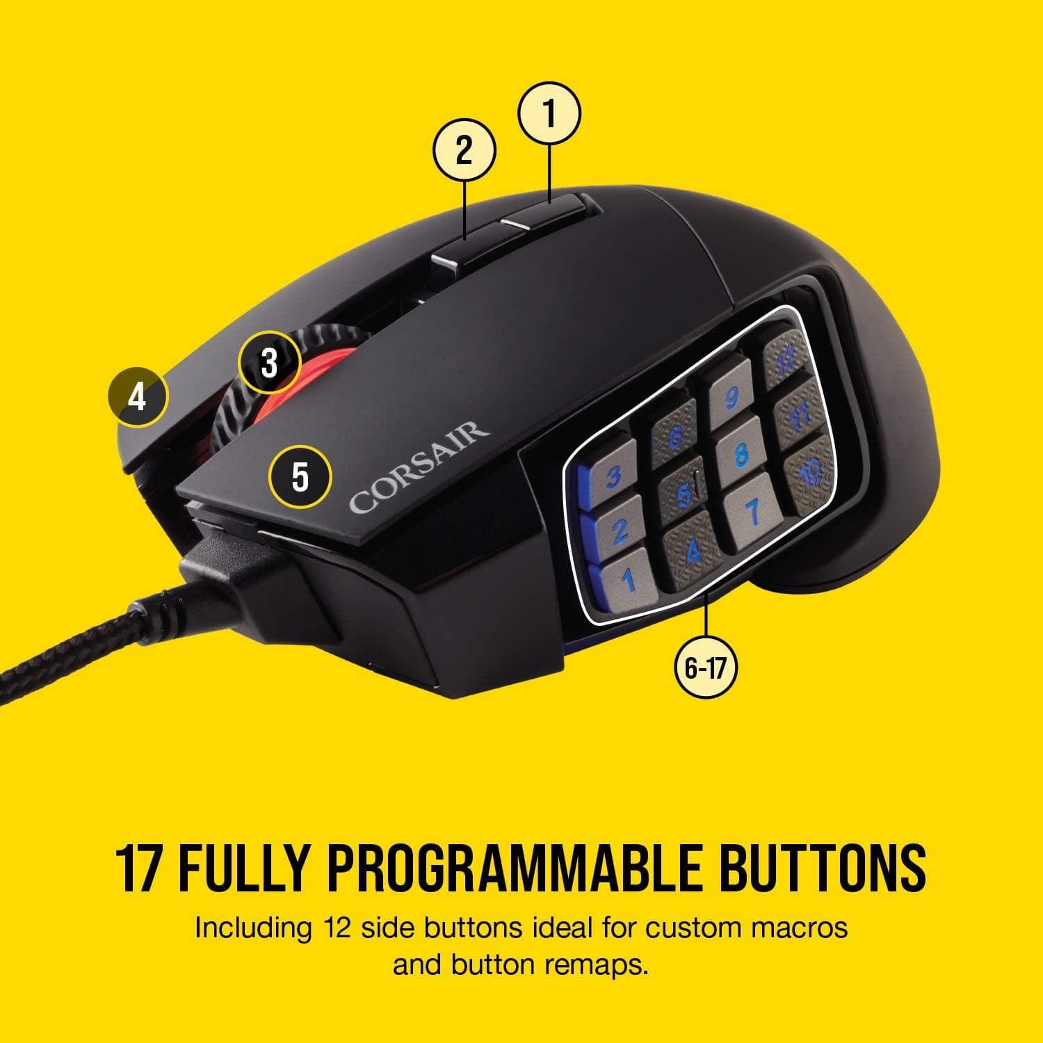 Buy Corsair,Corsair Scimitar RGB Elite, MOBA/MMO Gaming Mouse, Black, Backlit RGB LED, 18000 DPI, Optical - Gadcet.com | UK | London | Scotland | Wales| Ireland | Near Me | Cheap | Pay In 3 | Computers