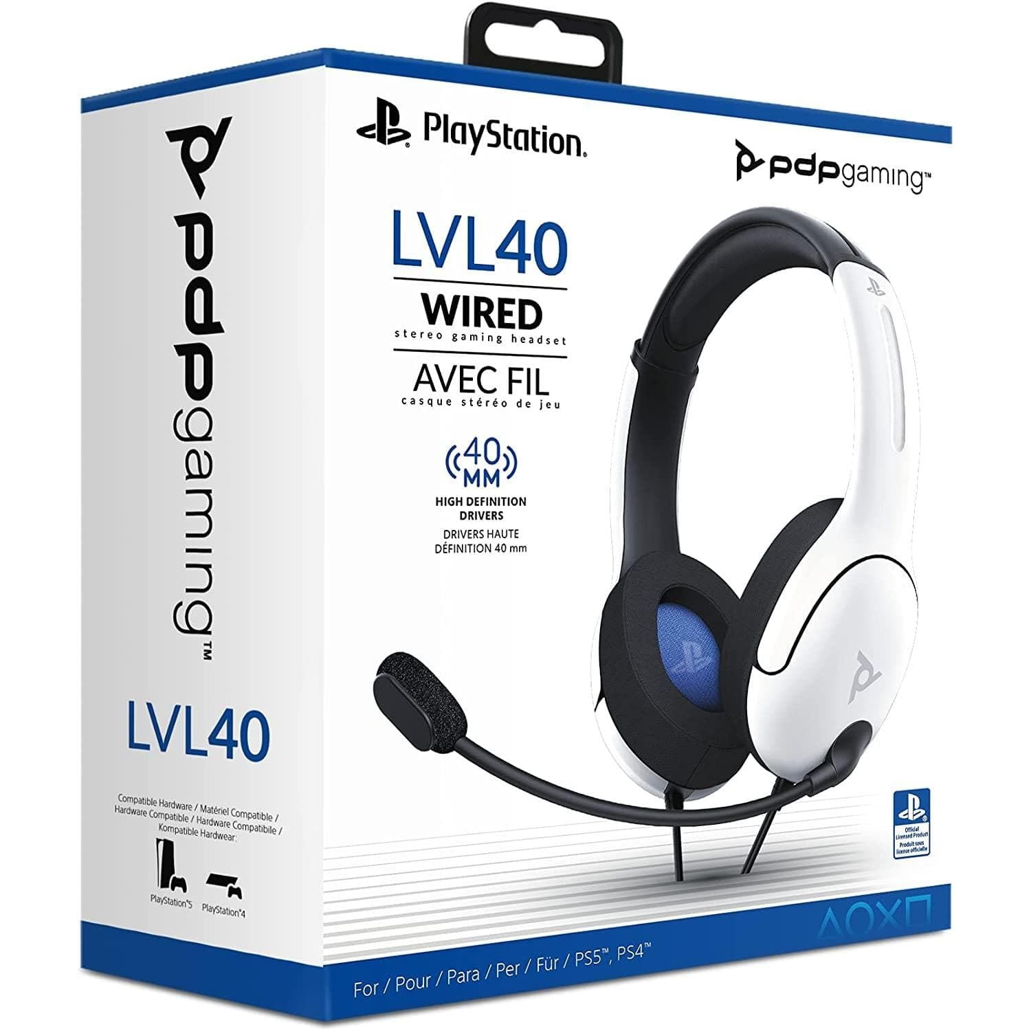 Buy pdp gaming,PDP Gaming LVL40 Stereo Headset with Mic for PlayStation, PS4, PS5 - PC, iPad, Mac, Laptop Compatible - Noise Cancelling Microphone, Lightweight, Soft Comfort On Ear Headphones, 3.5 mm Jack - White - Gadcet.com | UK | London | Scotland | Wales| Ireland | Near Me | Cheap | Pay In 3 | Headphones