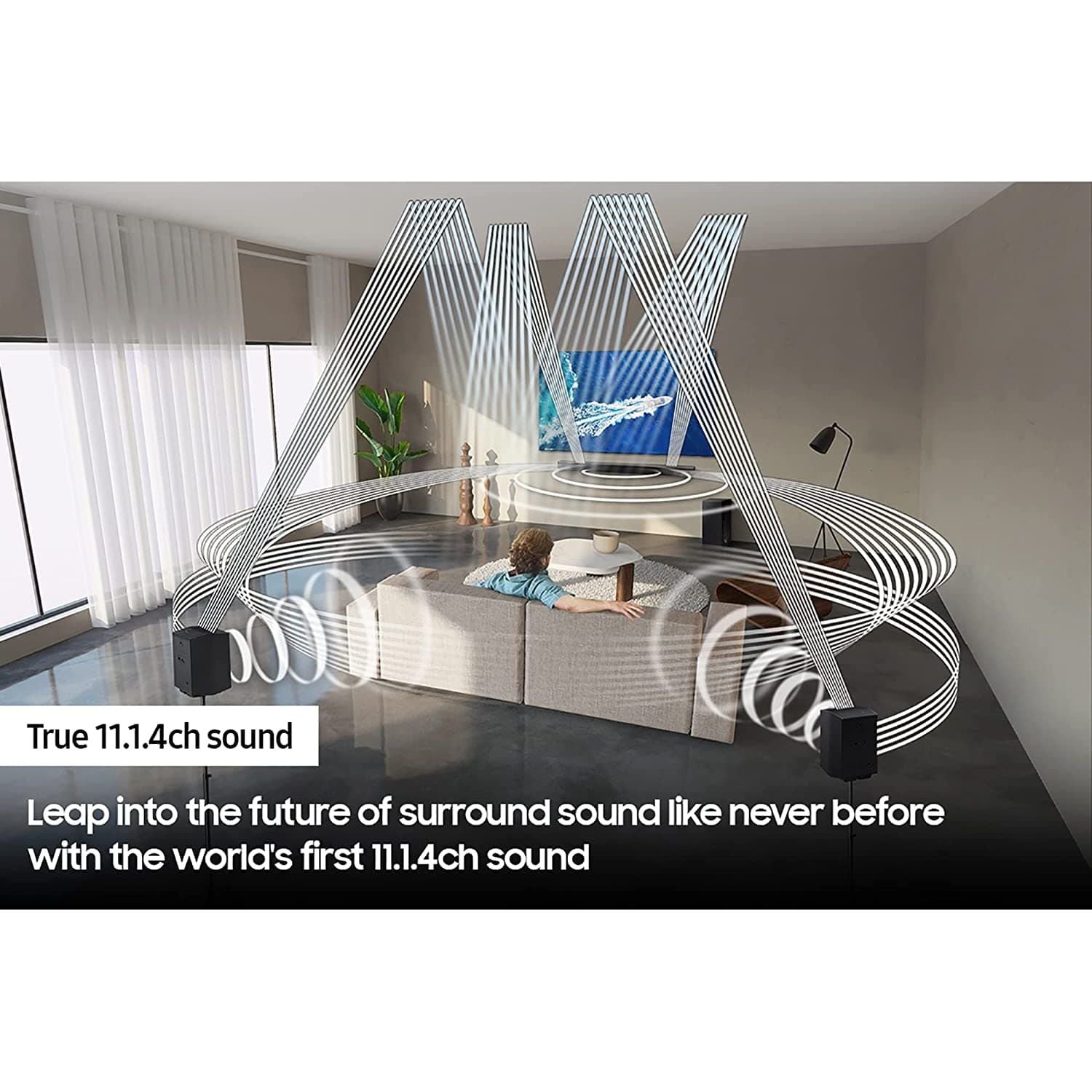 Samsung,Samsung Q990B Soundbar Speaker (2022) - 11.1.4ch 3D Object Tracking Surround Sound System With Wireless Dolby Atmos DTS:X & Alexa Built-In, Rear Speakers & Subwoofer With Night & Voice Enhancement - Gadcet.com