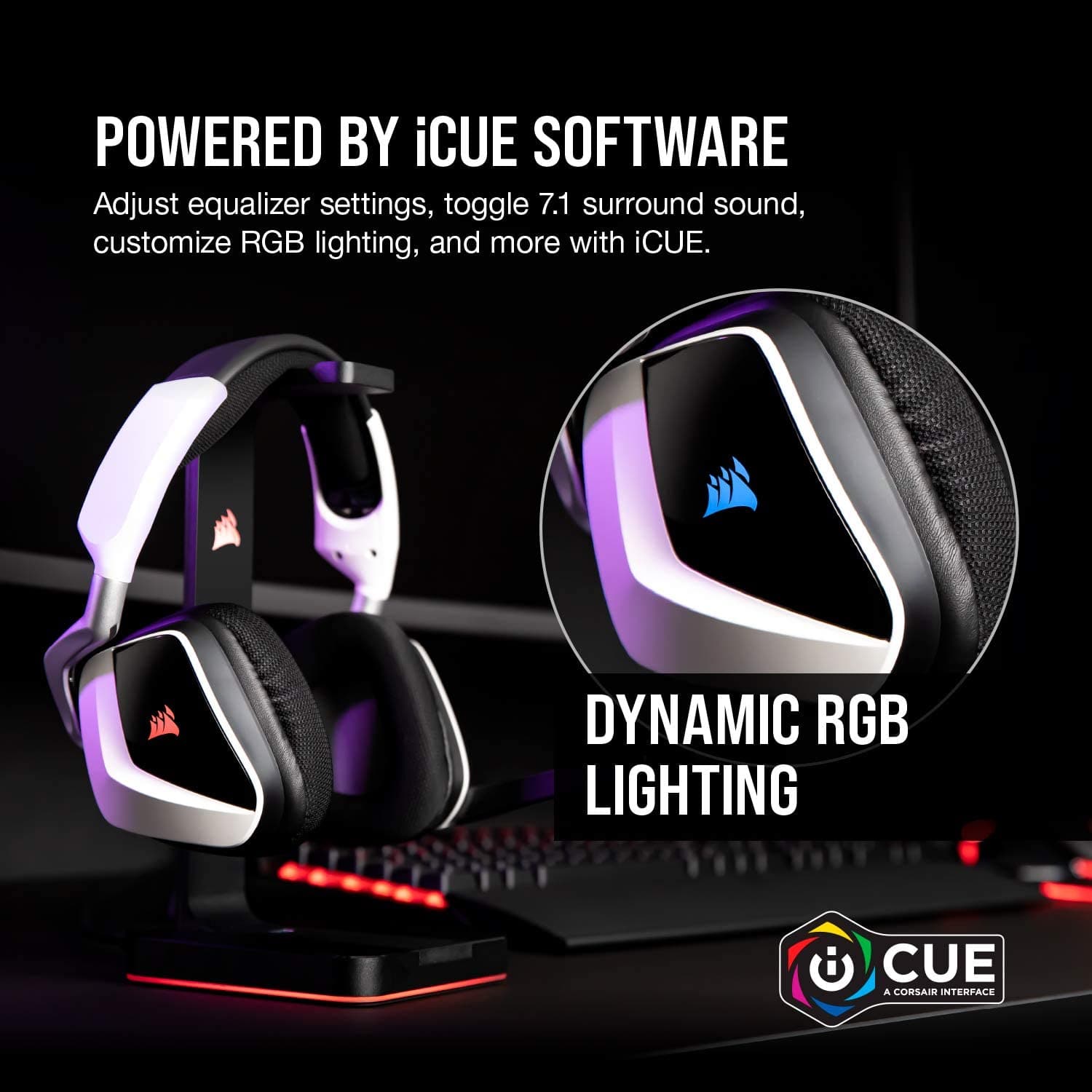 Corsair,Corsair VOID ELITE RGB Gaming Headset (7.1 Surround Sound) - White - Gadcet.com