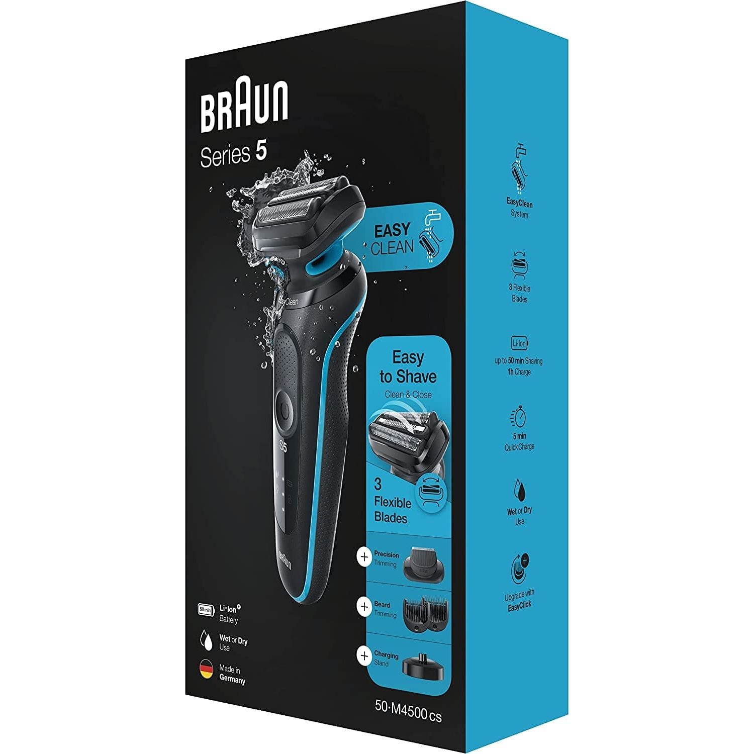Braun,Braun Series 5 Electric Shaver, With Beard Trimmer, Charging Stand, 2 Pin Bathroom Plug, 50-M4500cs - Gadcet.com