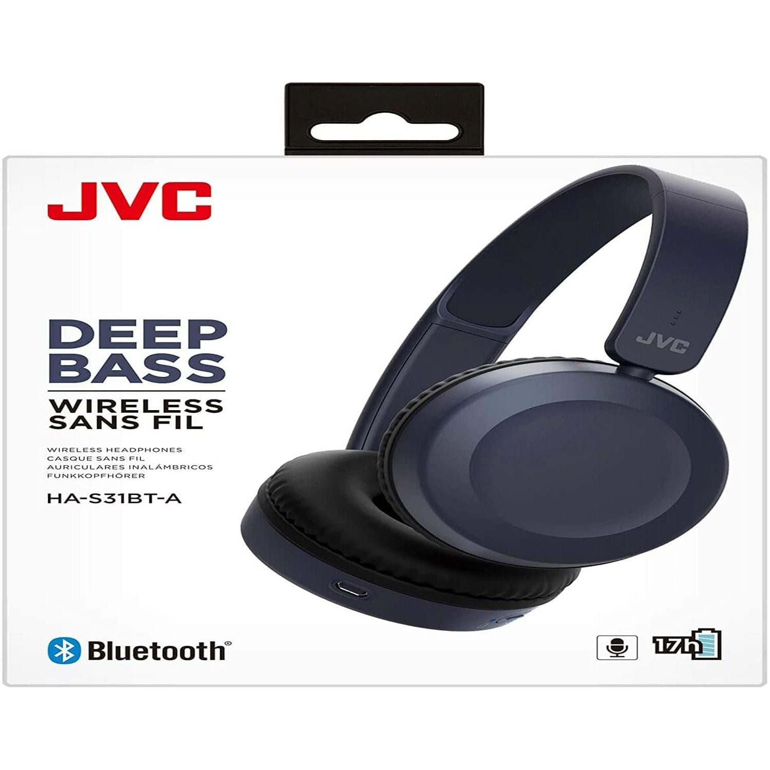 JVC Wireless Bluetooth Foldable Deep Bass On Ear Lightweight HA-S31BT Headphones, Blue - Gadcet.com