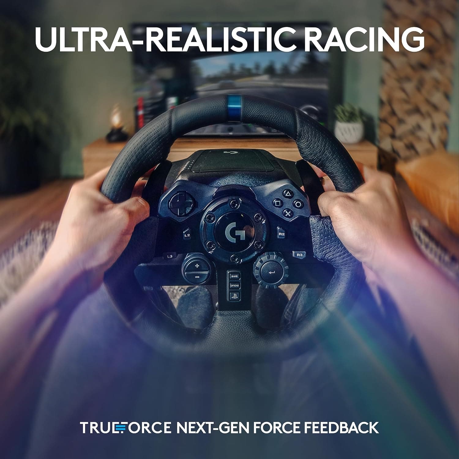 Logitech G923 Racing Wheel and Pedals, TRUEFORCE up to 1000 Hz Force Feedback, Responsive Driving Design, Dual Clutch Launch Control, Genuine Leather Wheel Cover, for PS5, PS4, PC, Mac - Black - 2