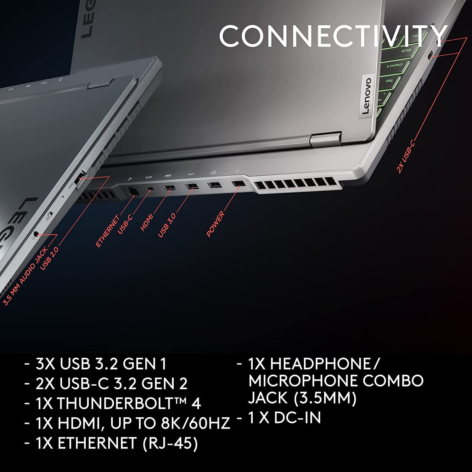 LENOVO Legion 5 Pro 16IAH7H 16" Gaming Laptop - Intel Core i7 - 12700H @ 2.3GHz, RTX 3070 Ti, 16GB RAM 1 TB SSD - Storm Grey
