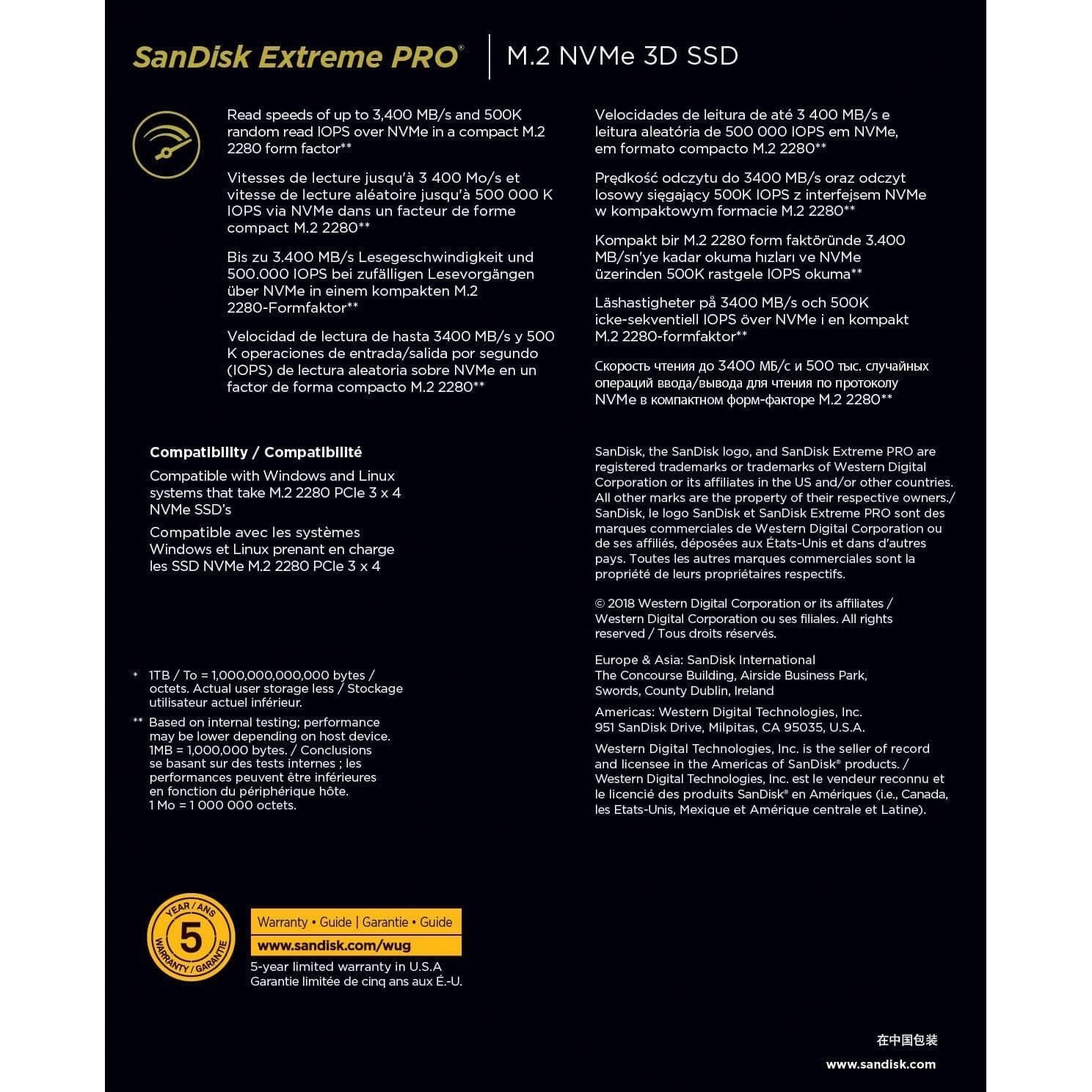 Buy Sandisk,SanDisk SDSSDXPM2-1T00-G25 Extreme PRO 1 TB M.2 NVMe 3D SSD, Black - Gadcet.com | UK | London | Scotland | Wales| Ireland | Near Me | Cheap | Pay In 3 | Hard Drives