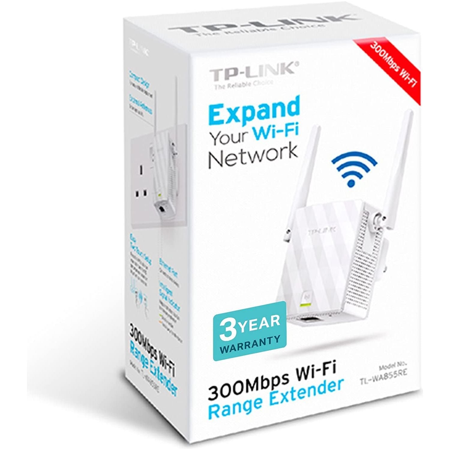 TP-Link N300 Universal Range Extender, Broadband/Wi-Fi Extender, Wi-Fi Booster/Hotspot with 1 Ethernet Port and 2 External Antennas, Plug and Play, Built-in Access Point Mode, UK Plug (TL-WA855RE) - Gadcet.com