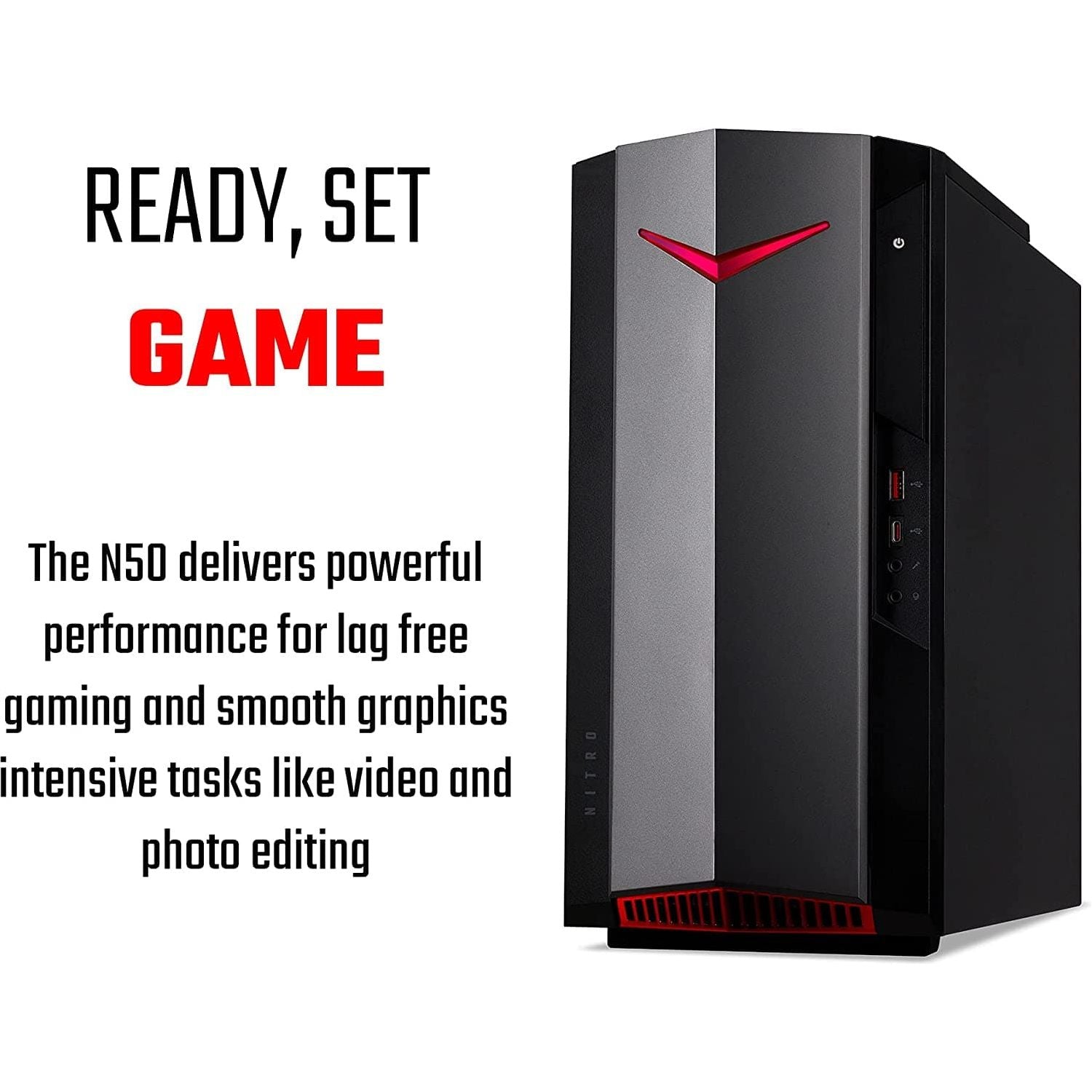 Acer,Acer Nitro N50-620 Gaming PC - (Intel Core i5-11400F, 8GB, 1TB SSD, NVIDIA GeForce GTX 1650, Windows 10, Black) - Gadcet.com