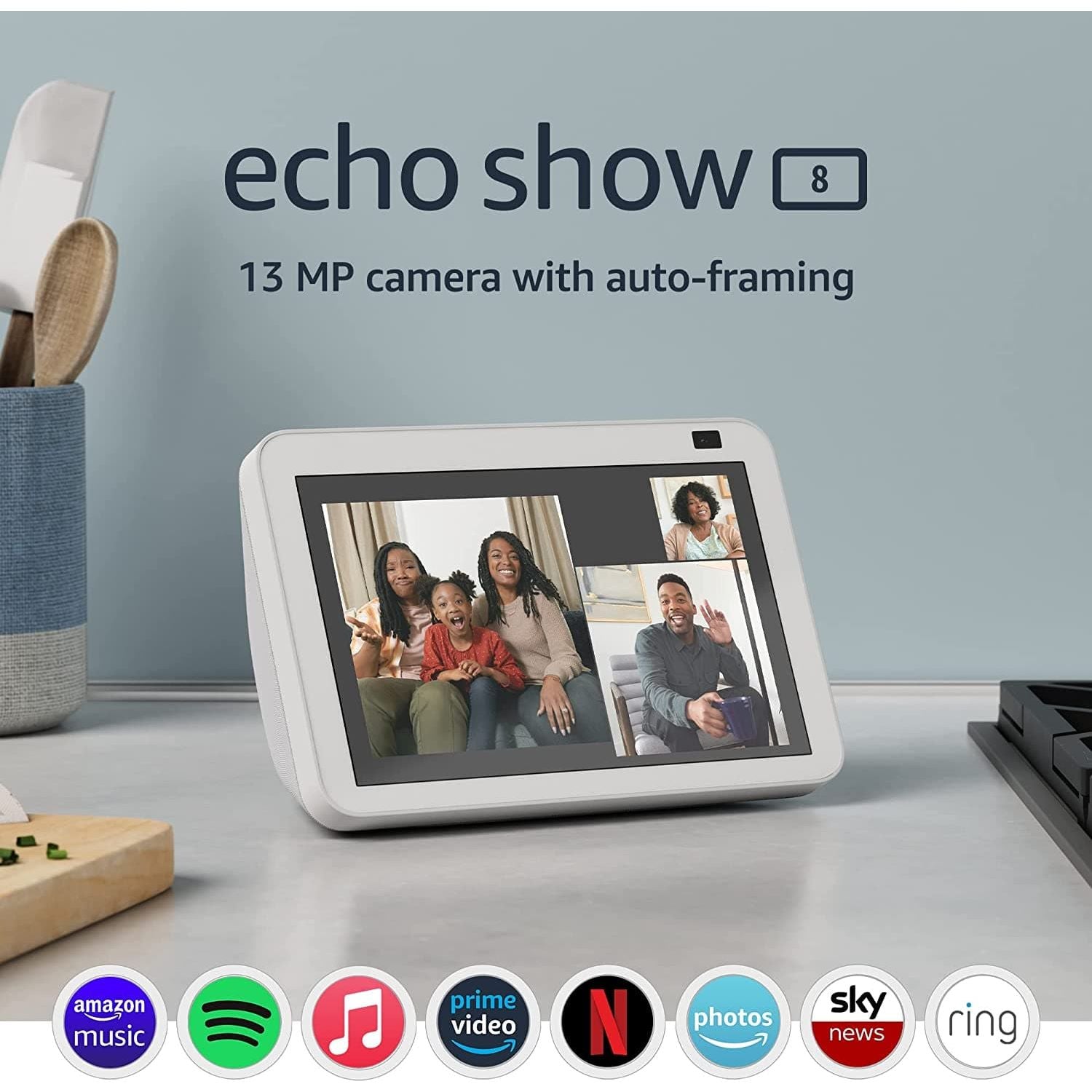 Buy Amazon,Amazon Echo Show 8 (2nd Gen) Smart Display With Alexa -White - Gadcet.com | UK | London | Scotland | Wales| Ireland | Near Me | Cheap | Pay In 3 | Speakers