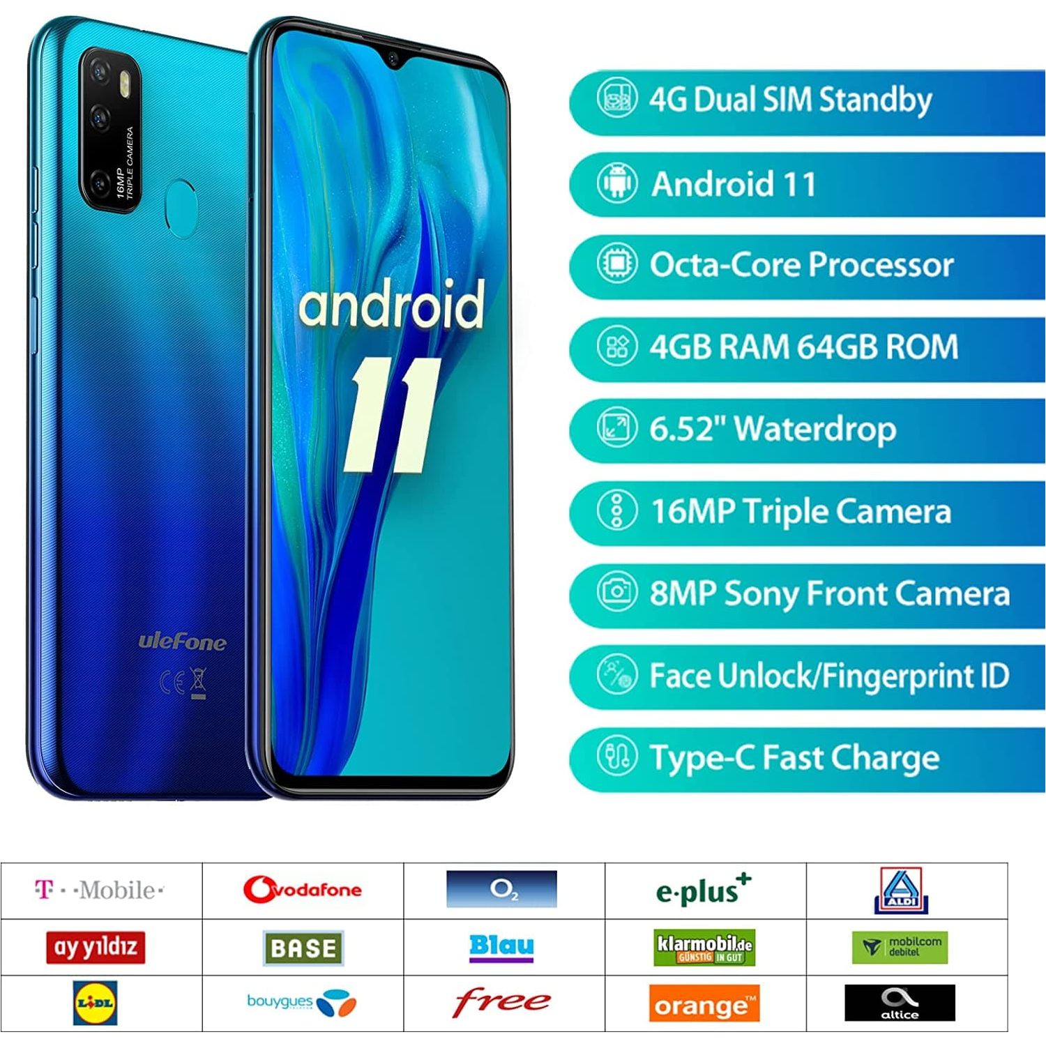 Buy Ulefone,Ulefone Note 9P - 4G Smartphone Unlocked, Aurora Blue - Gadcet.com | UK | London | Scotland | Wales| Ireland | Near Me | Cheap | Pay In 3 | Mobile Phones