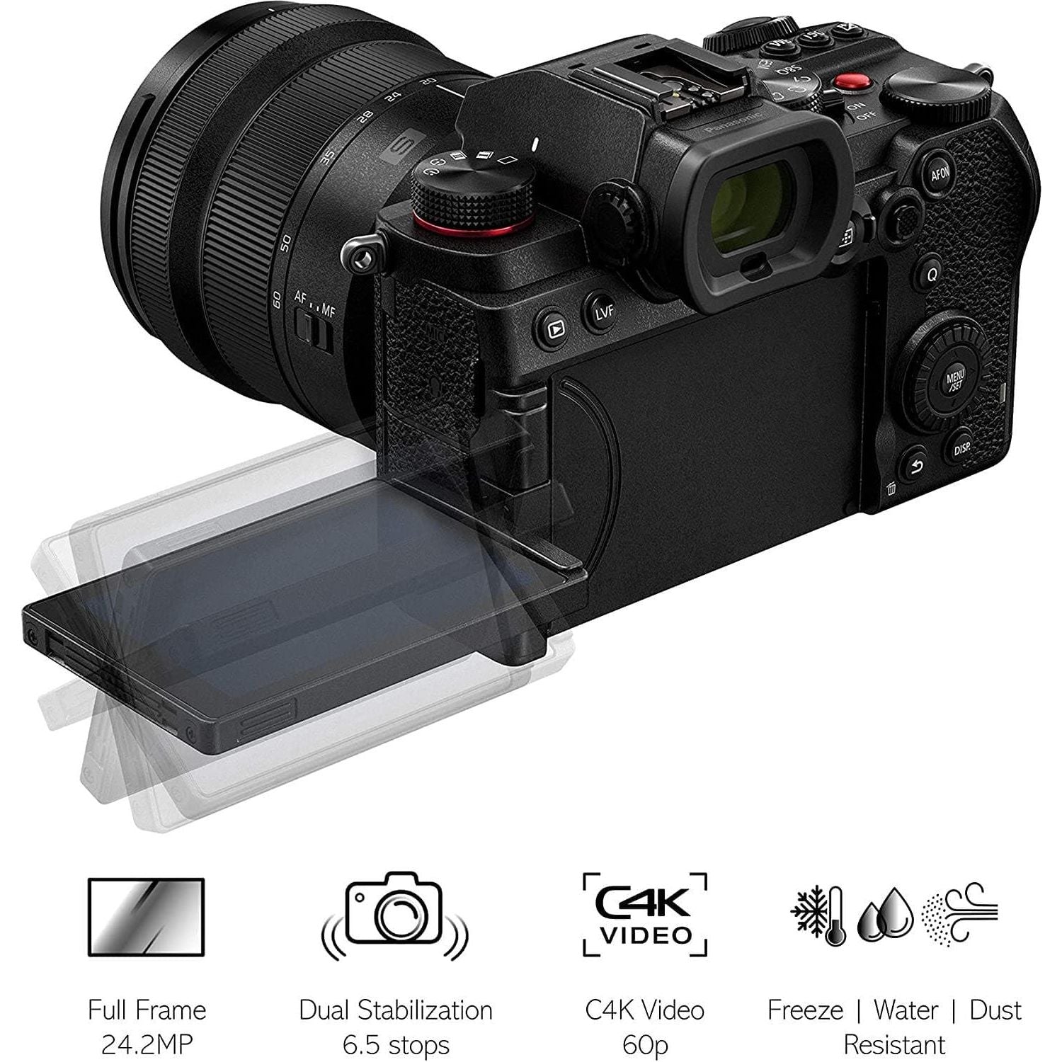 Buy Panasonic,Panasonic LUMIX DC-S5 S5 Full Frame Mirrorless Camera body, 4K 60P, Wi-Fi, L-Mount, 20-60 mm Lens, 5-Axis Dual I.S, (Black) - Gadcet.com | UK | London | Scotland | Wales| Ireland | Near Me | Cheap | Pay In 3 | Cameras