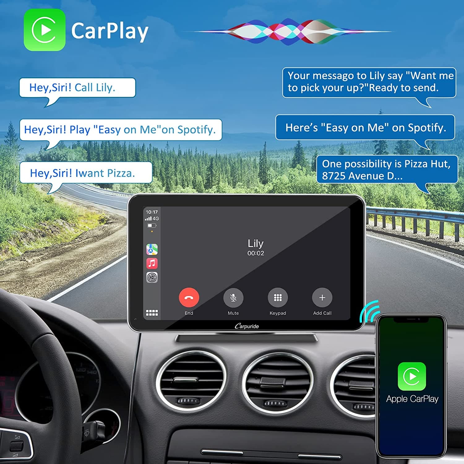 Carpuride 7 Inch Full HD Touch Screen Portable for Car