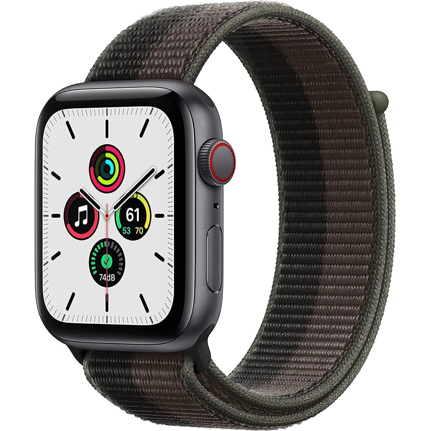 Buy Apple,Apple Watch SE GPS + Cellular - Space Grey Aluminium with Tornado & Grey Sports Loop, 44 mm - Unlocked - Gadcet.com | UK | London | Scotland | Wales| Ireland | Near Me | Cheap | Pay In 3 | smartwatch