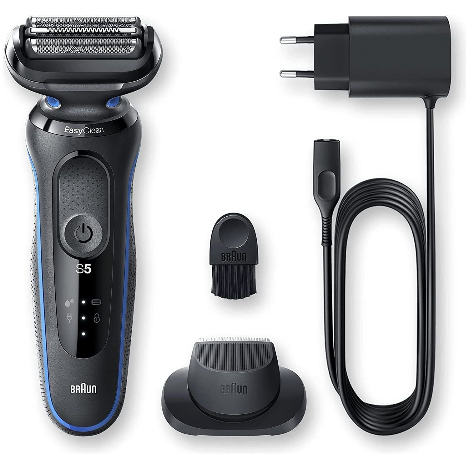 Braun Series 5 Electric Shaver, With Precision Trimmer Attachment For Moustache & Sideburns Trimming, 100% Waterproof, 2 Pin Bathroom Plug, 50-B1200s, Blue Razor - Gadcet.com