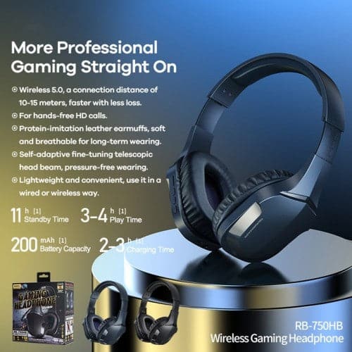 Remax,REMAX RB-750HB Wireless Gaming Bluetooth V5.0 Headphone (Black) - Gadcet.com