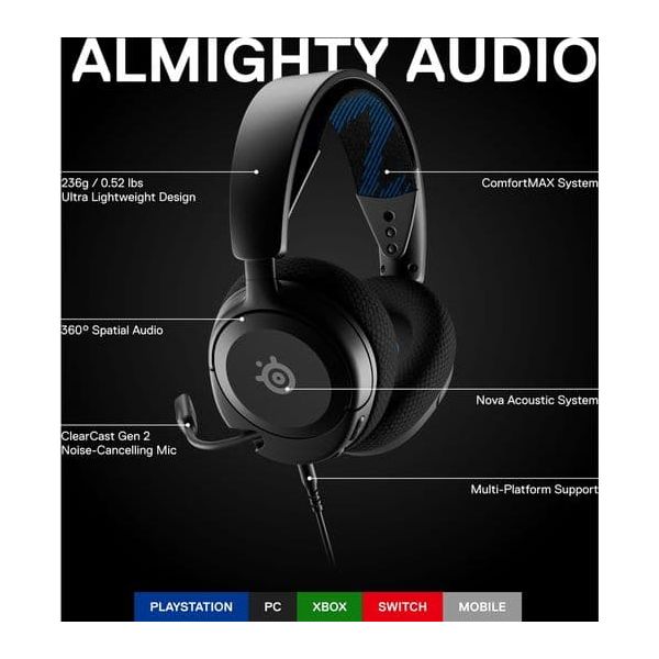 SteelSeries,Steelseries Arctis Nova 1 7.1 Gaming Headset - Black - Gadcet.com