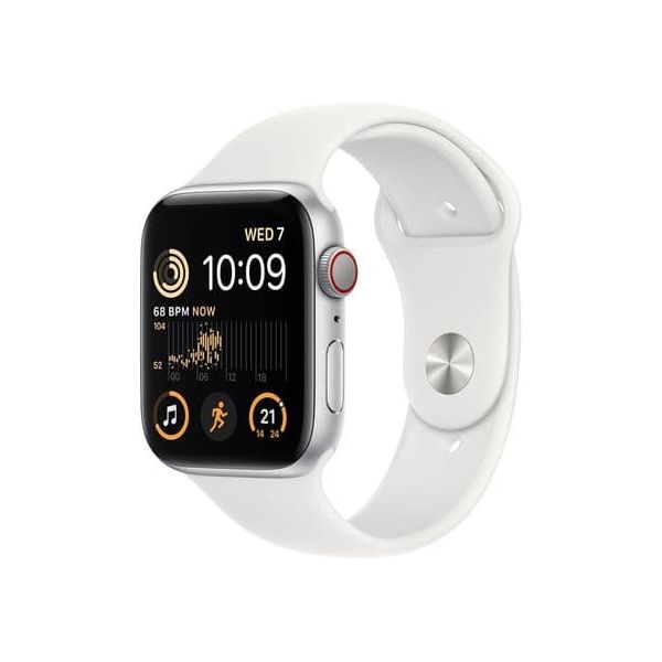 Apple Watch SE Cellular - Silver with White Sports Band, 44 mm - MNQ23B/A