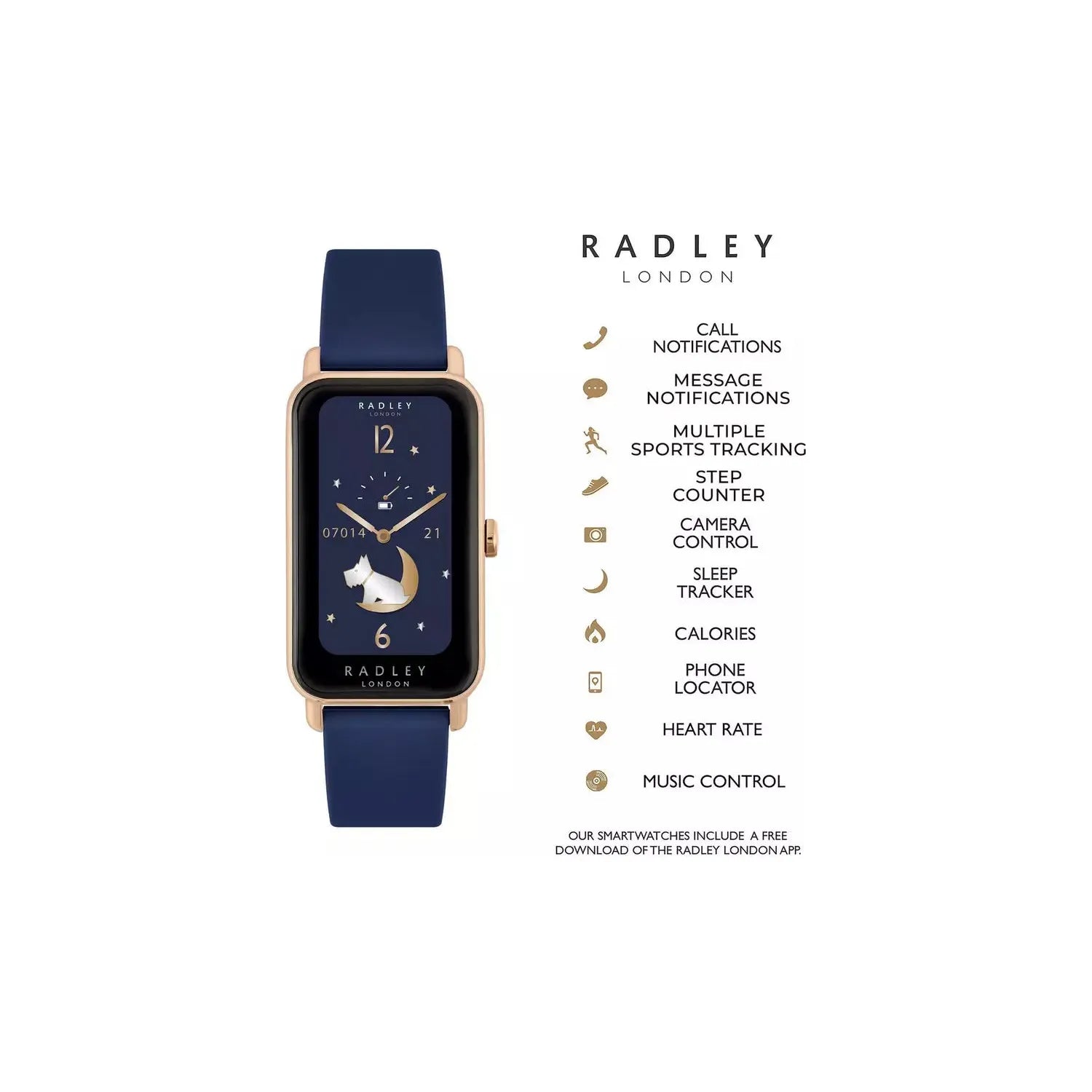 Buy Radley,Radley Series 21 Blue Silicone Strap Smart Watch - Gadcet UK | UK | London | Scotland | Wales| Near Me | Cheap | Pay In 3 | Smart Watches
