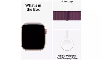 Apple Watch Series 10 – GPS, 42mm Smartwatch, Rose Gold Aluminium Case, Plum Sport Loop, Always-On Retina Display, Carbon Neutral