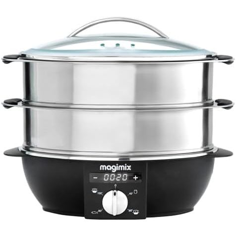 Buy Magimix,Magimix 11582 2-Basket Independent 1900W Steamer – Black & Chrome - Gadcet UK | UK | London | Scotland | Wales| Near Me | Cheap | Pay In 3 | Food Cookers & Steamers