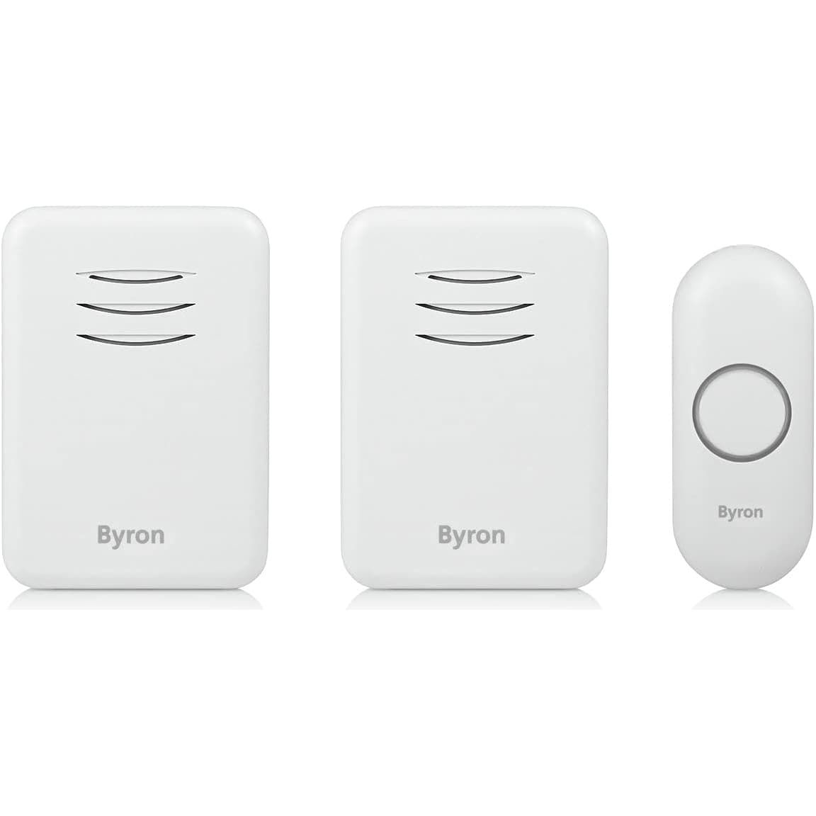 Buy Byron,Byron Wireless Doorbell Set Twin Pack - Portable & Plug-In, 150m Range, 16 Melodies, White - Gadcet UK | UK | London | Scotland | Wales| Near Me | Cheap | Pay In 3 | Electronics