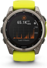 Garmin Fenix 8 – 51mm Solar, Sapphire Titanium GPS Watch with Amp Yellow/Graphite Silicone Band