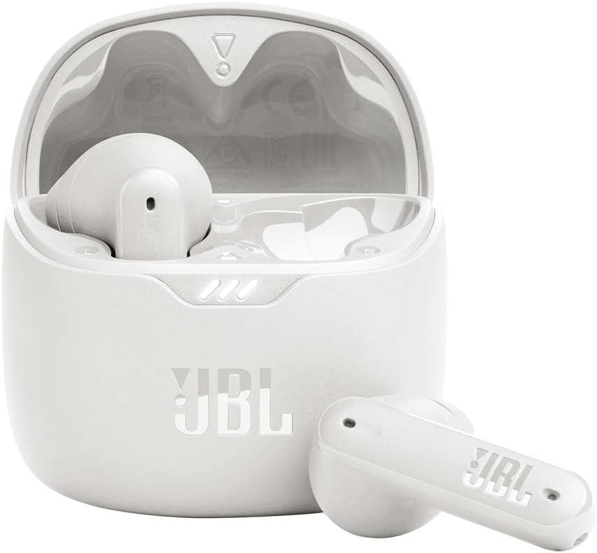 JBL Tune Flex In-Ear Bluetooth Headphones, Water-Resistant Noise-Cancelling Earphones with 32 Hours of Battery Life, White