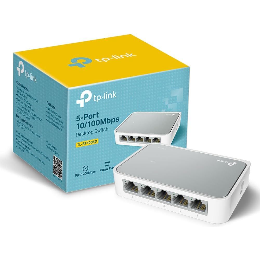 Buy TP-Link,TP-Link TL-SF1005D 5-Port Ethernet Switch – 10/100 Mbps Desktop Hub - Gadcet UK | UK | London | Scotland | Wales| Near Me | Cheap | Pay In 3 | Network Cards & Adapters