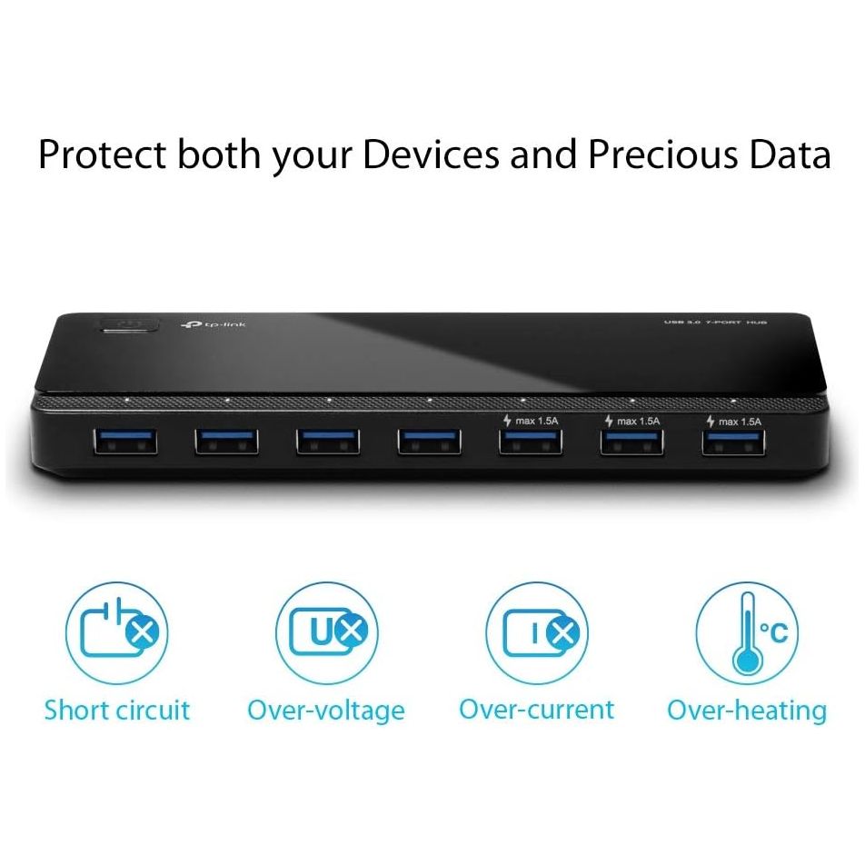 Buy TP-Link,TP-Link UH700 USB 3.0 Hub – 7-Port Docking Station with 5Gbps Transfer Speed, 1.5A Fast Charging, Power Adapter & 1m Cable – Windows, macOS & Linux Compatible - Gadcet UK | UK | London | Scotland | Wales| Near Me | Cheap | Pay In 3 | Network Cards & Adapters