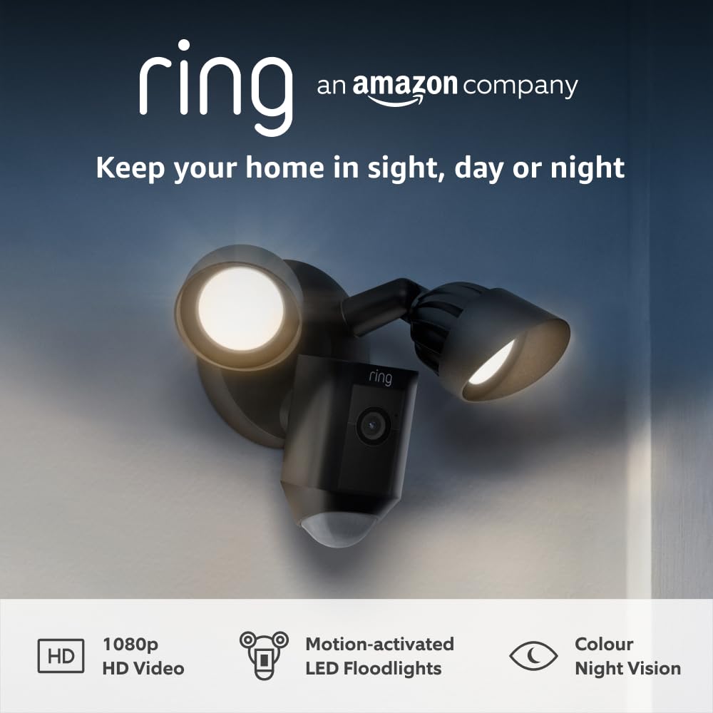 Buy Ecat Tech Ltd,Ring Floodlight Cam Wired Plus – Outdoor Security Camera (Black) - Gadcet UK | UK | London | Scotland | Wales| Near Me | Cheap | Pay In 3 | Surveillance Cameras