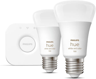 Buy Philips Hue,Philips Hue White and Colour Ambiance Wireless Lighting LED Starter Kit with 2 E27 Bulbs - Gadcet UK | UK | London | Scotland | Wales| Ireland | Near Me | Cheap | Pay In 3 | LED Light Bulbs